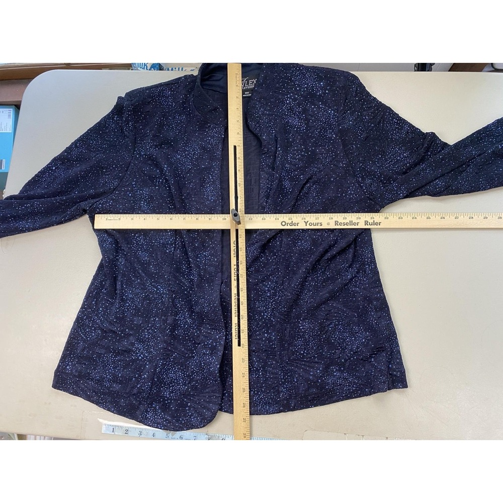 Alex Evenings 2 Piece Dress Jacket Set Womens 18W Navy Blue Glimmer Gown Formal - Picture 9 of 16